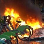 Bicycles on fire in Paris after Macron’s retirement