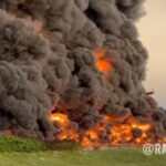 Drone causes fire in oil reservoir in Crimea