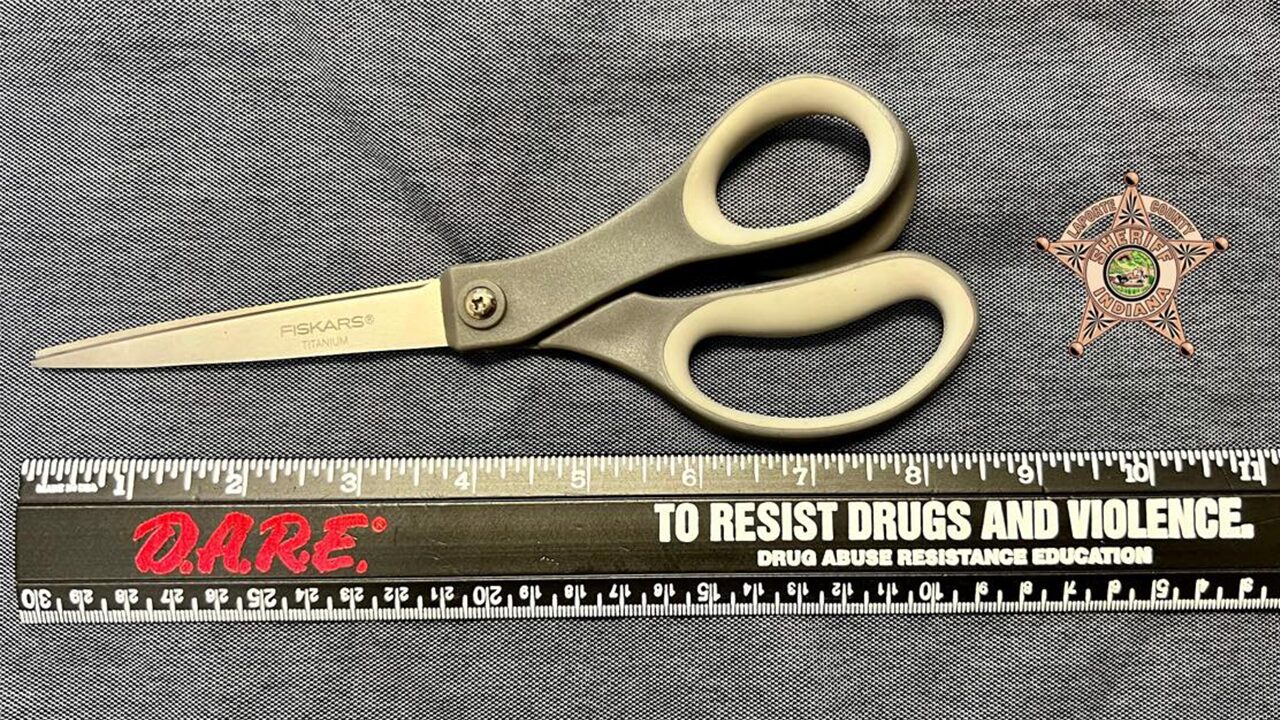 Indiana officials find a pair of scissors hidden inside