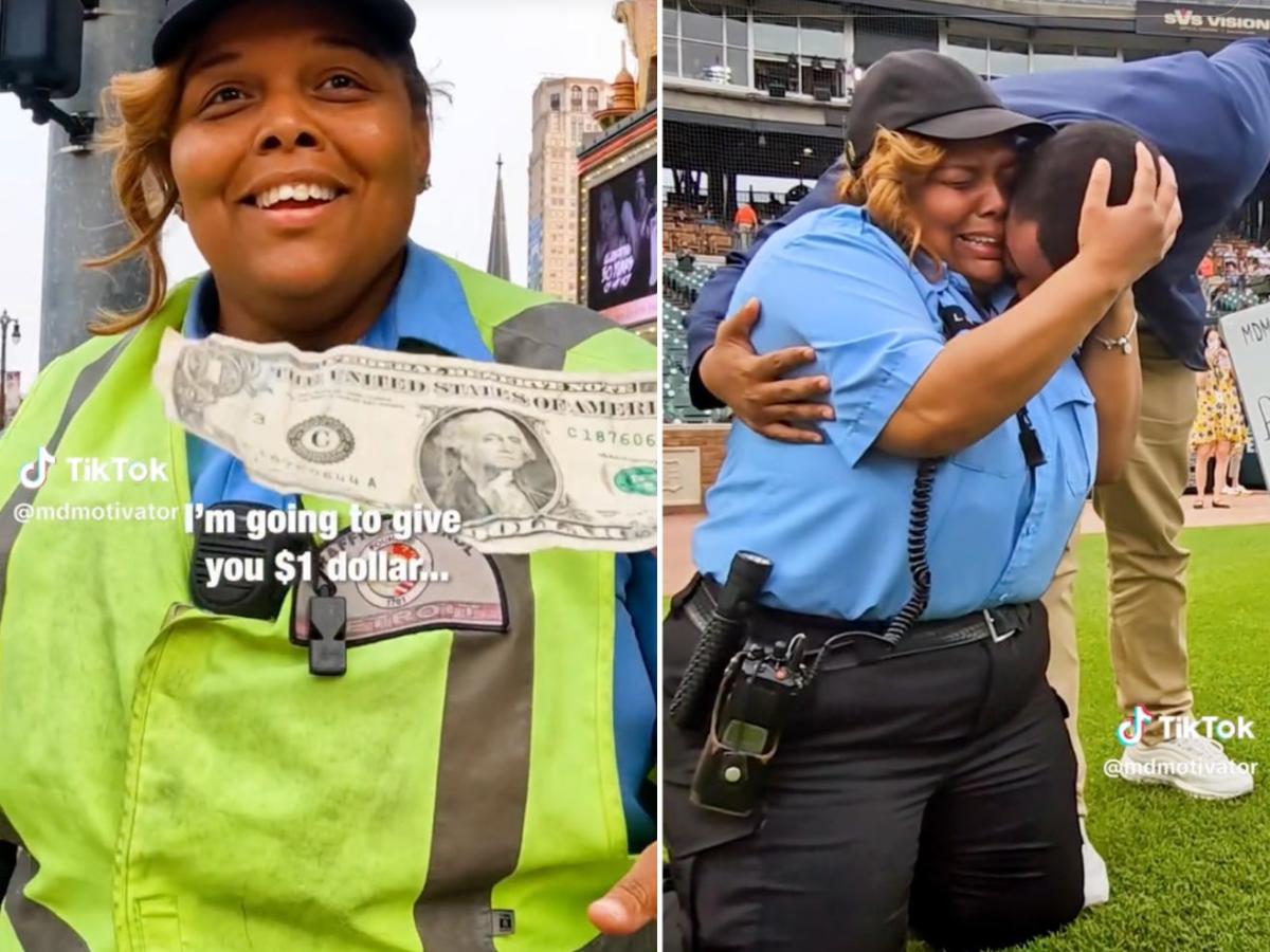 A Detroit traffic cop was moved to tears