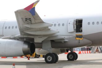 Airplane door opens during flight but jet lands safely