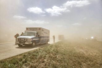 Blinding dust storm in Illinois leads to