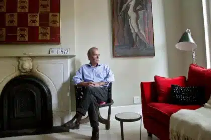 British novelist Martin Amis, who brought a stone