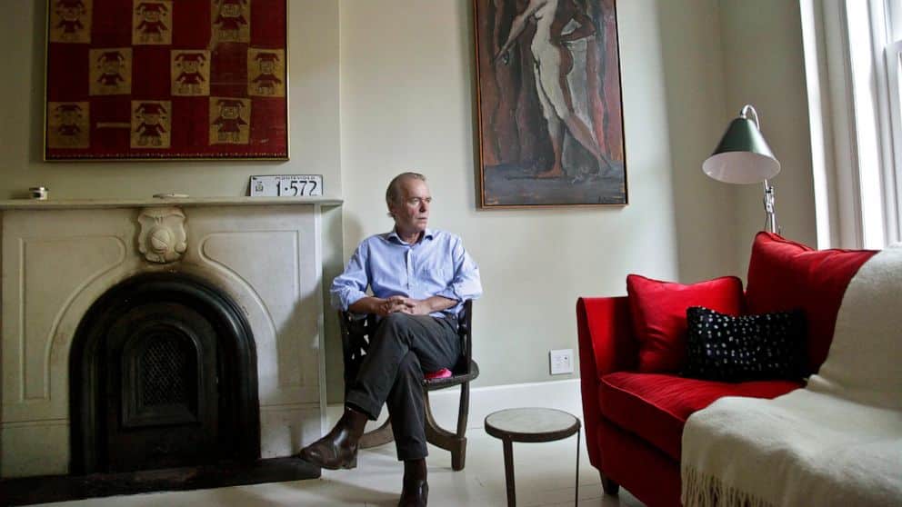 British novelist Martin Amis, who brought a stone