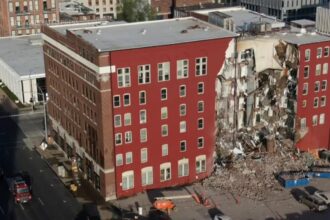 Davenport, Iowa apartment building partially