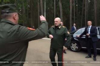 Lukashenko from Belarus on TV reprimanding soldiers