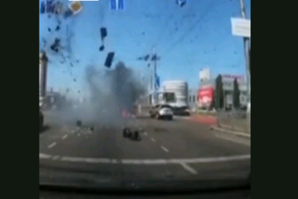 Missile debris hits the road blocked by