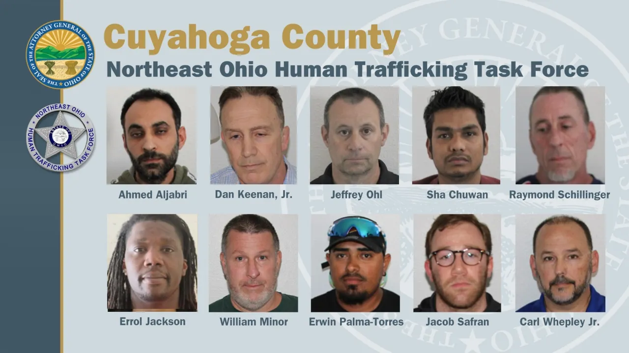 Ohio human trafficking arrests 10 men,