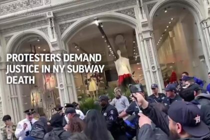 Protesters demand justice on the New York subway