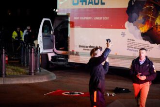 Truck crashes into security barriers near White