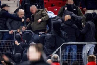 West Ham players confront fans of AZ Alkmaar afterwards