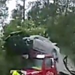 Car collides with crane and flies to the “Fast and